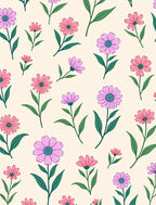 Pink Purple Daisy Floral Pattern Rug