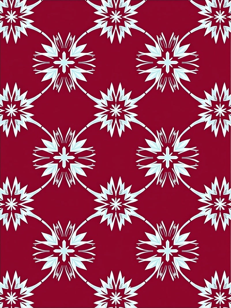 Crimson Interlocking Starburst Pattern Rug