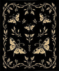 Golden Butterflies and Floral Vines Design Rug