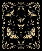 Golden Butterflies and Floral Vines Design Rug