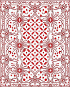 Red Floral Geometric Whimsical Design Rug