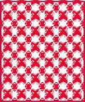 Bold Red White Interlocking Geometric Pattern Rug