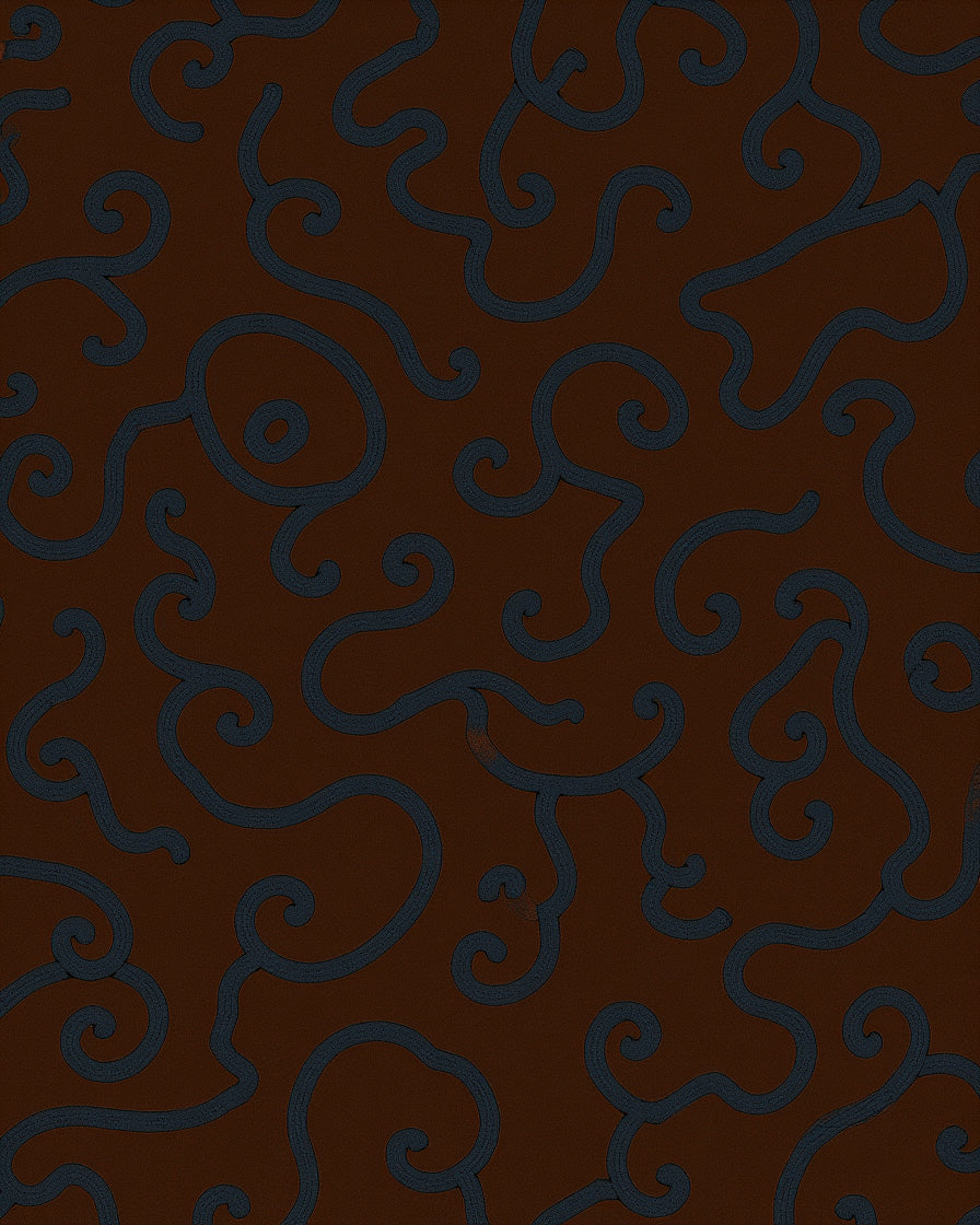 Swirling Vine Patterned Warm Brown Rug