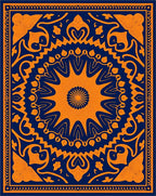 Orange Navy Art Nouveau Mandala Rug