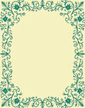 Teal Floral Vine Border Pattern Rug