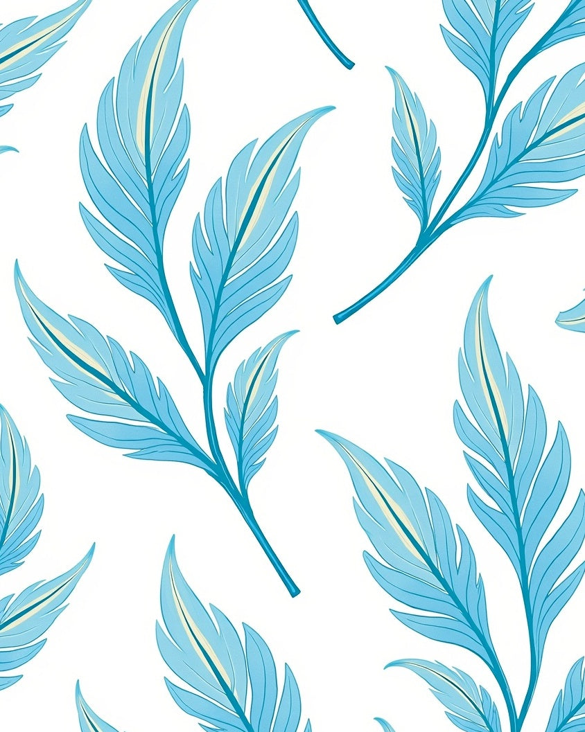 Light Blue Feather Pattern Design Rug