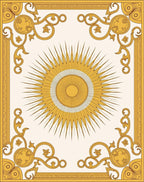 Radiant Sunburst Ornate Scrollwork Design Rug