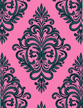Elegant Floral Scrollwork Pink Teal Design Rug