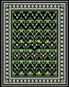 Art Nouveau Black Green Floral Pattern Rug