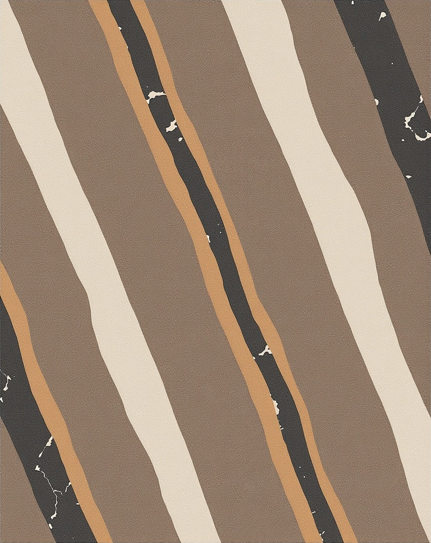 Wavy Abstract Earth Tone Stripe Rug