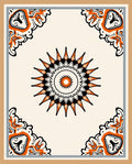 Orange Black Sunburst Mandala Tile Rug