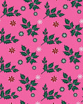 Pink Holly Leaf Snowflake Festive Rug
