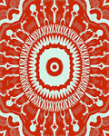 Intricate Radial Red White Pattern Rug