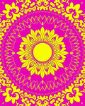 Vibrant Neon Floral Mandala Pattern Rug