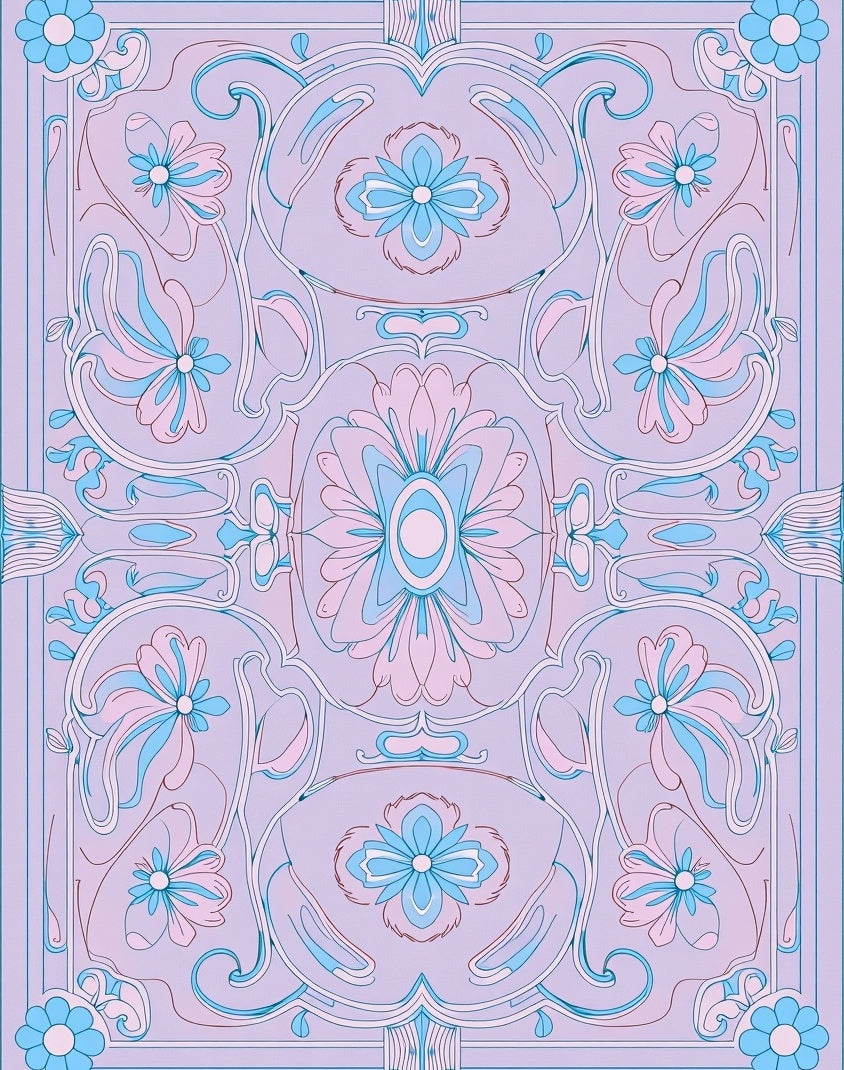 Floral Art Nouveau Inspired Pattern Rug