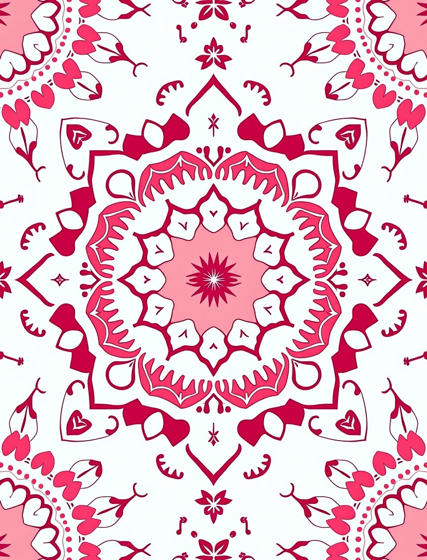 Fuchsia Floral Symmetry Mandala Design Rug