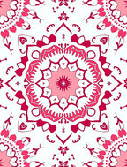 Fuchsia Floral Symmetry Mandala Design Rug