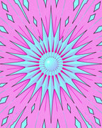 Geometric Pink Blue Starburst Pattern Rug