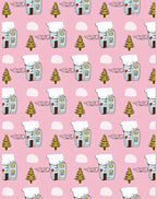 Winter Village Snowy House Trees Rug