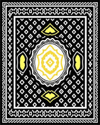 Black Yellow Geometric Diamond Medallion Rug