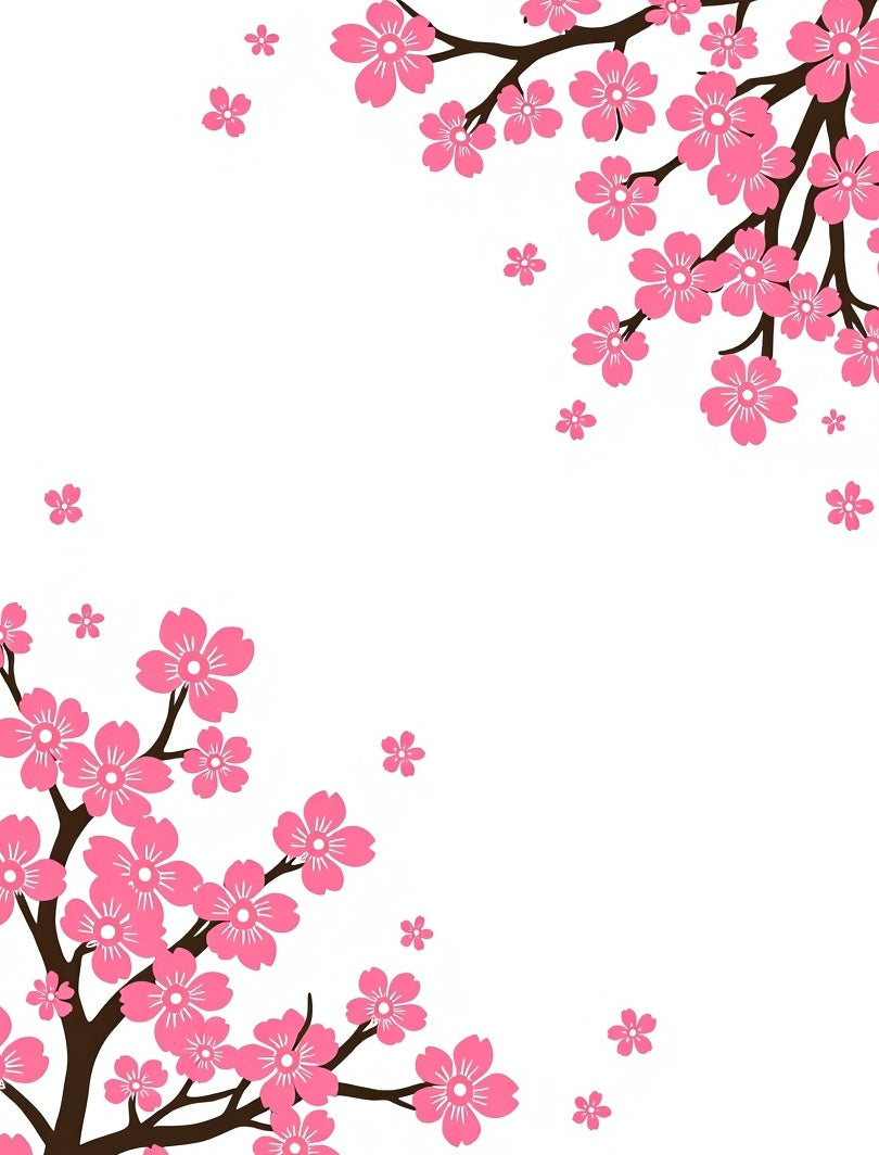 Pink Cherry Blossom Branch Art Rug