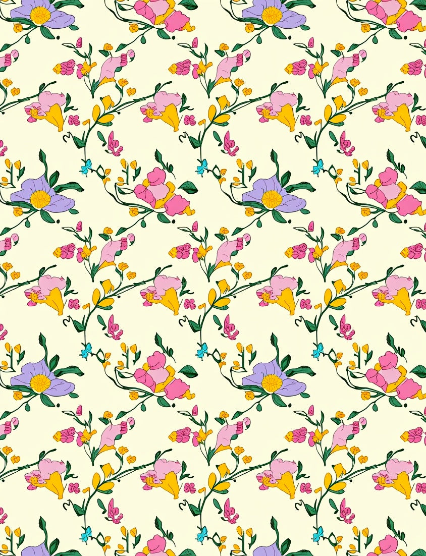 Whimsical Floral Vine Pattern Rug