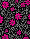 Bold Pink Floral Vine Pattern Rug