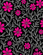 Bold Pink Floral Vine Pattern Rug