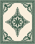 Ornate Dark Green Floral Medallion Pattern Rug