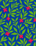 Vibrant Crimson Blossom Foliage Rug