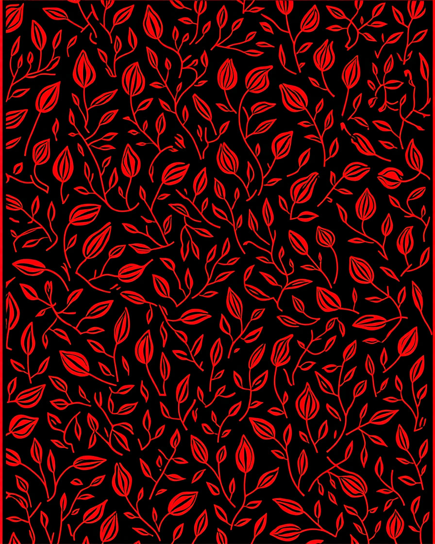 Red Floral Vines Pattern Rug