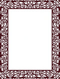 Ornate Maroon Swirl Border Design Rug