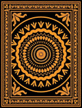 Intricate Orange Black Mandala Border Rug