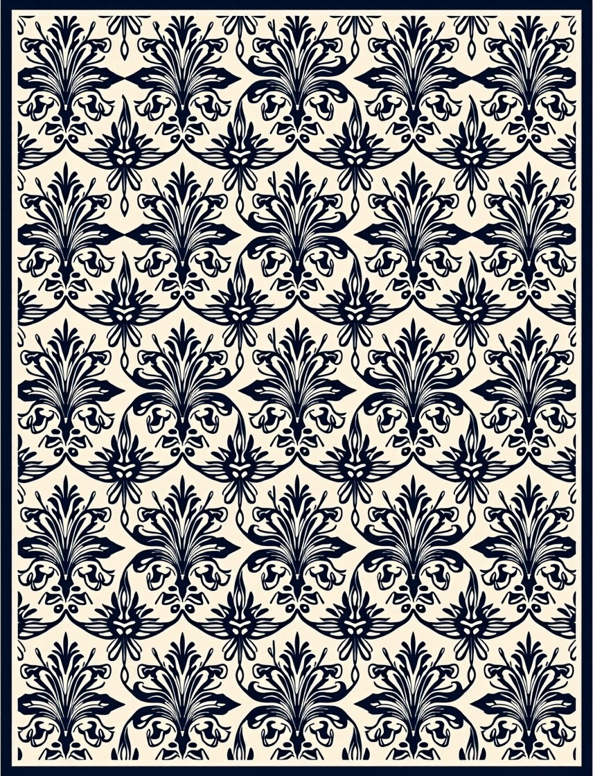 Classic Floral Damask Pattern Rug