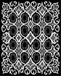 Monochromatic Ornate Floral Scroll Pattern Rug