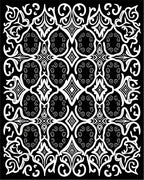 Monochromatic Ornate Floral Scroll Pattern Rug