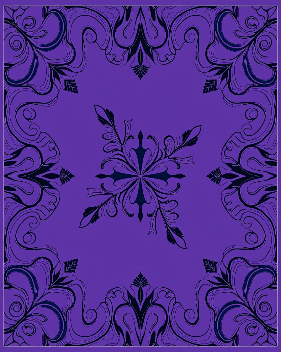 Bold Floral Symmetry Purple Rug