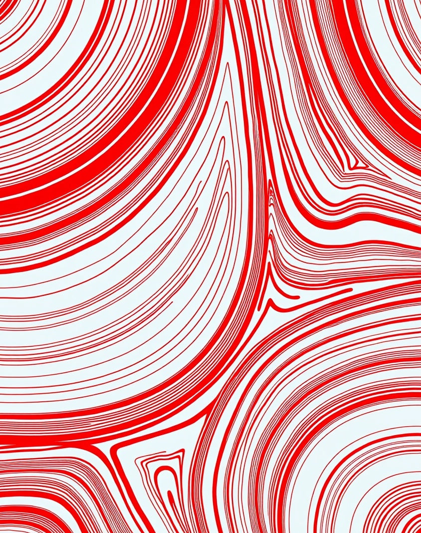 Red White Swirling Contour Pattern Rug