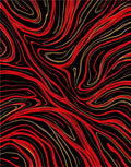 Striking Red Gold Swirl Pattern Rug