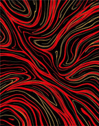 Striking Red Gold Swirl Pattern Rug