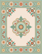 Vintage Floral Garden Medallion Rug