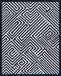 Sharp Black White Geometric Maze Design Rug