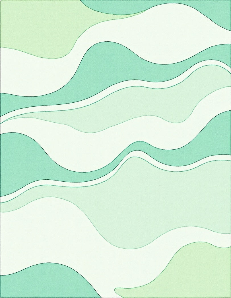 Abstract Flowing Green Waves Rug