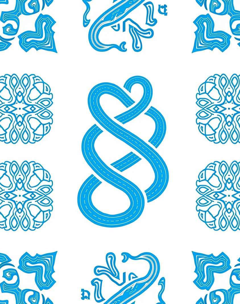 Bold Blue Infinite Knot Pattern Rug
