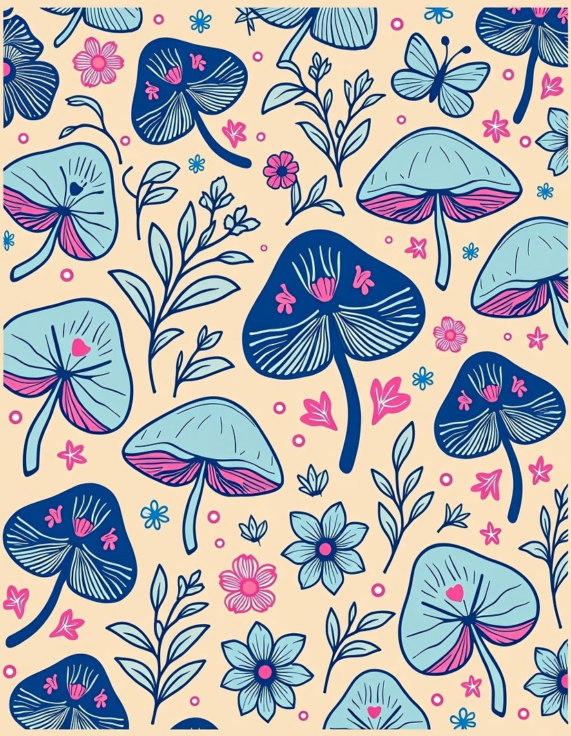 Mushroom Floral Pattern Design Rug