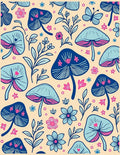 Mushroom Floral Pattern Design Rug