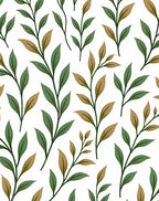 Botanical Branch Pattern With Green Leaves Rug