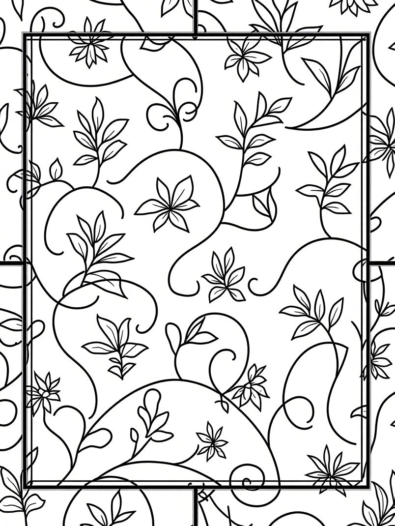Elegant Swirl Floral Outline Design Rug