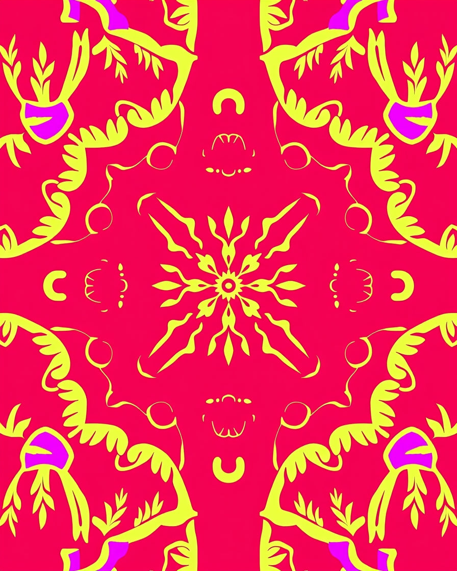 Vibrant Stylized Floral Mandala Medallion Rug