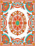 Vibrant Floral Medallion Patterned Design Rug